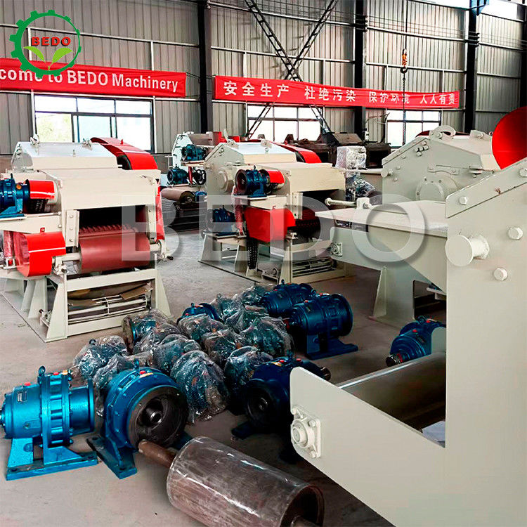 55KW 590rpm Mesin penghancur kayu komersial Drum Type Chipper Shredder Heavy Duty