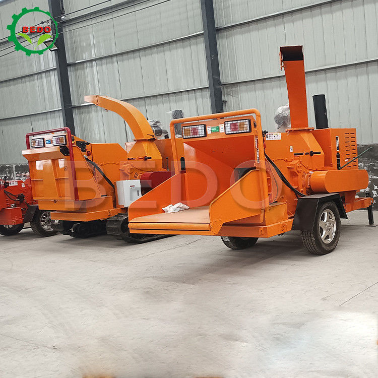 Mobile Garden 55HP Diesel Wood Chipper Mesin Cabang Shredder Listrik Mulai Peralatan Kehutanan
