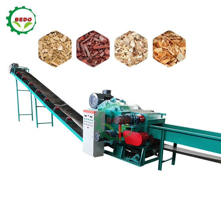 Mesin Pembuatan Potongan Kayu Bambu Listrik 380V 8-10T/H Chipper Tipe Drum Industri