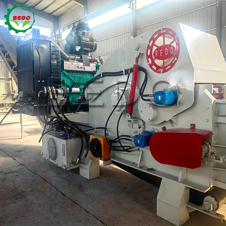 700X400Mm Inlet Otomatis 2 Buah Pisau Mesin Pemotong Kayu Peralatan Penghancur Industri Tipe Drum