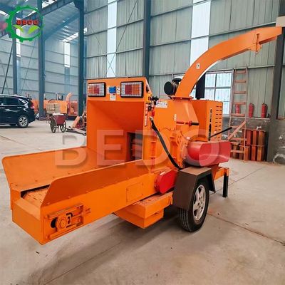 Mobile Garden 55HP Diesel Wood Chipper Mesin Cabang Shredder Listrik Mulai Peralatan Kehutanan