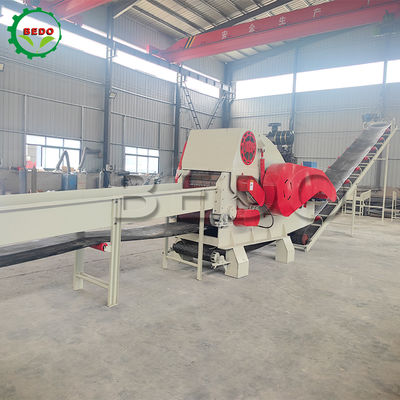 2pcs Blade Self Feeding Hydraulic Wood Chipper Machine Operasi halus Drum Type Shredder